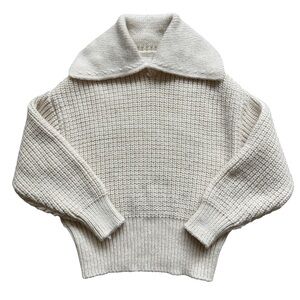 H&M Womens Chunky Knit Sweater Cream Oversized Shawl Collar Cozy Minimalist Sz S